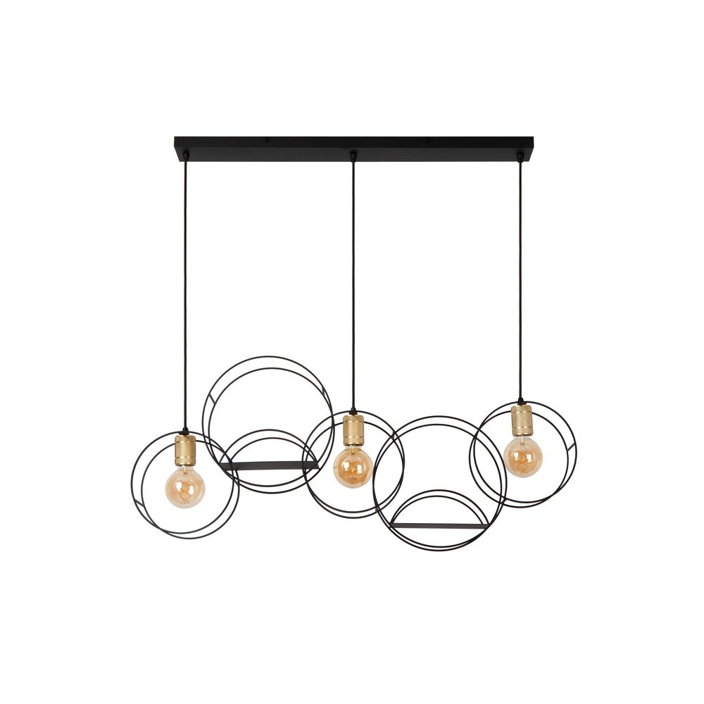 Lucide Unieke hanglampCircle 3-lichts zwart - 21425/03/30